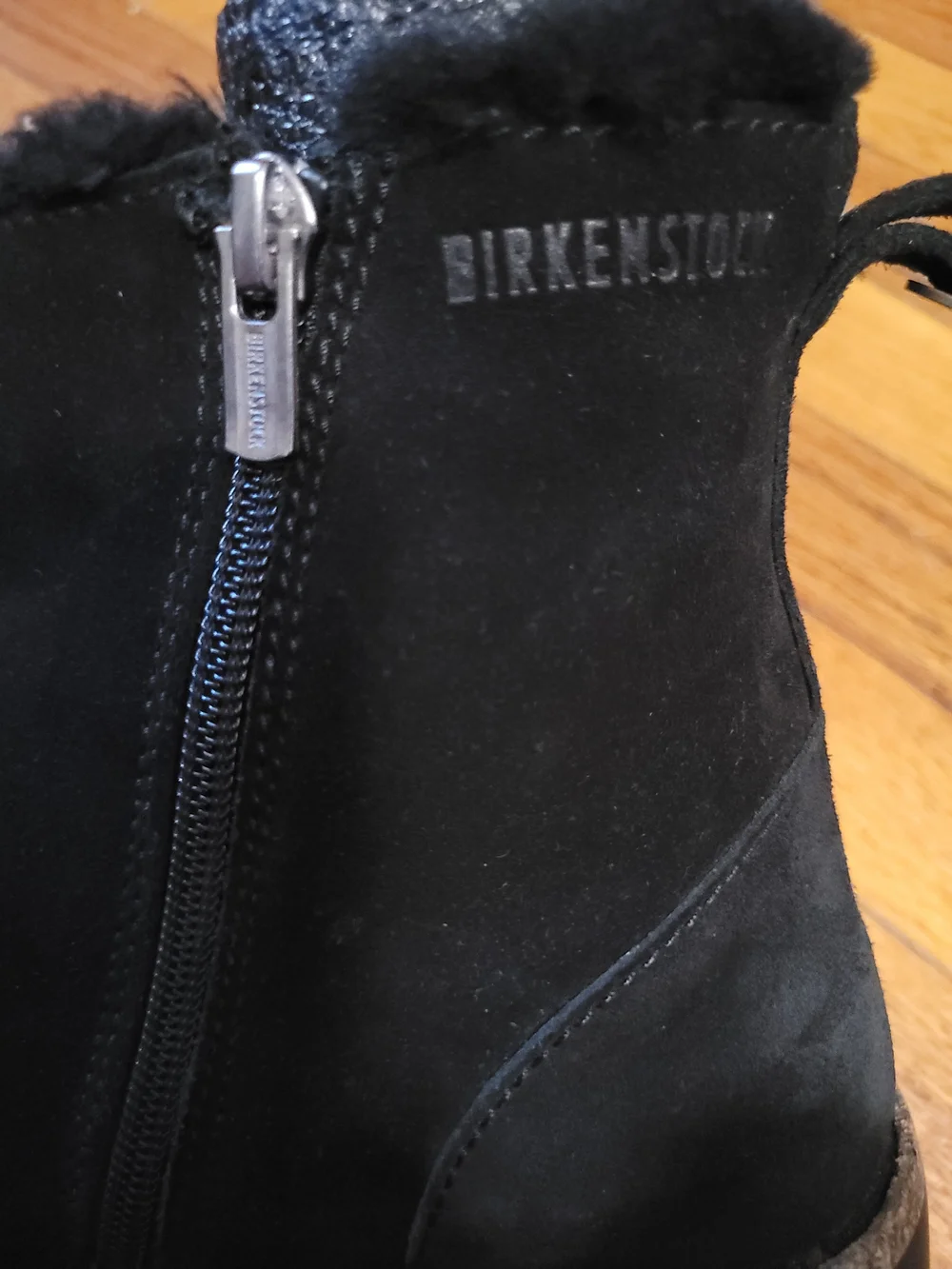 Birkenstock Unisex Black Suede Shearling-Lined Zip Ankle Booties